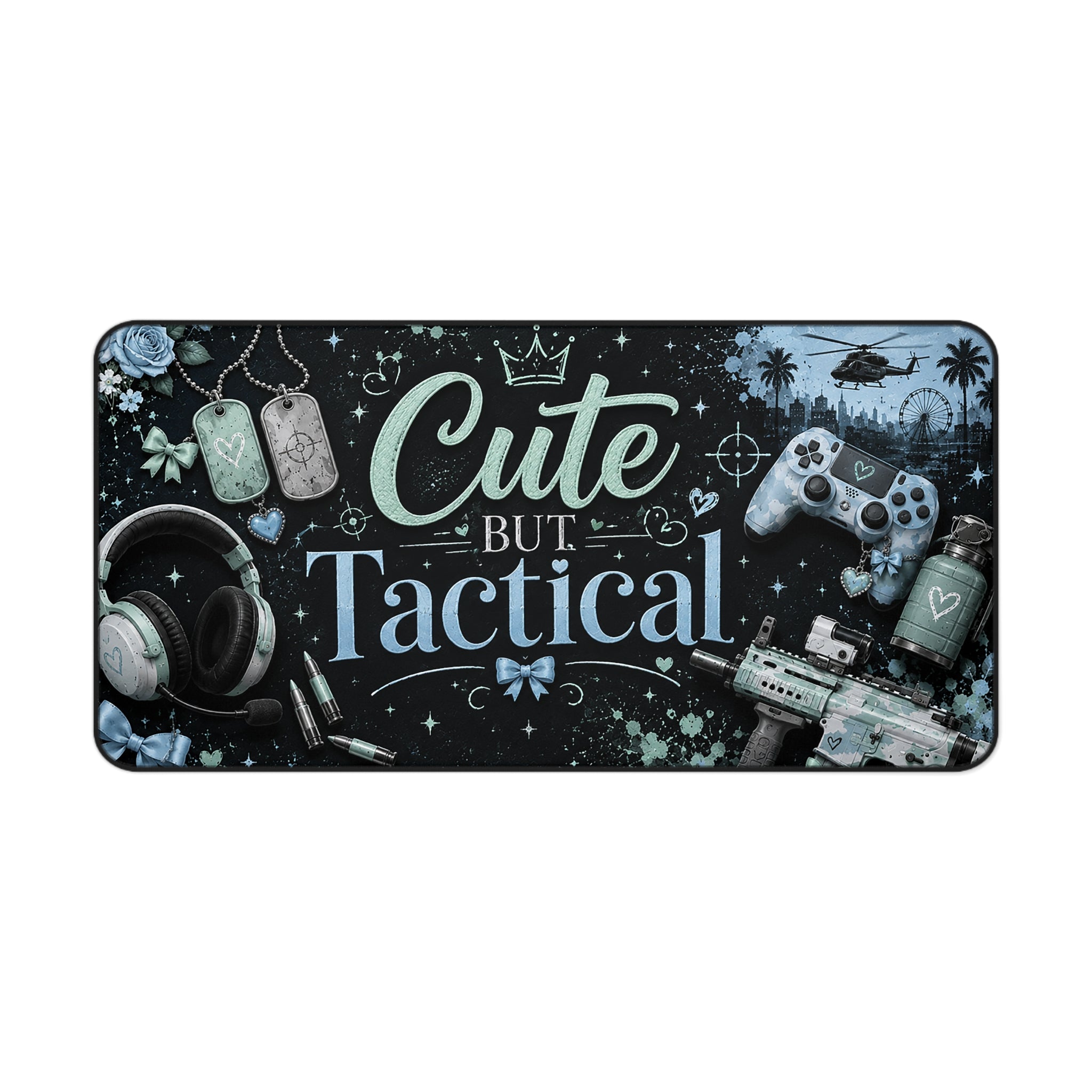 Cute But Tactical Desk Mat — Gaming & Military-Themed Mouse Pad